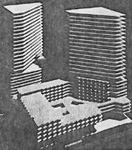 Place Hauteville, telle que projet�e en 1972. Source: revue Architecture Concept.