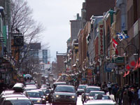 Grand format 800 X 600, vue vers l'ouest sur la rue Saint-Jean, 4 mars 2006. Photo: Jean Cazes.