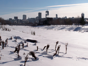 Rivière Saint-Charles. Vue en direction SE. Crédit photo: Jean Cazes, 13 décembre 2007.
