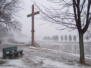 Parc Cartier-Br�beuf. Brouillard, vue en direction E sur la rivi�re Saint-Charles. Photo: Jean Cazes, 5 janvier 2007, 14h48.