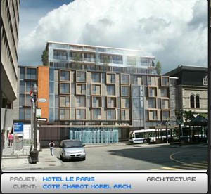 Projet d'hôtel à la place D'Youville. Source: www.skyscraperpage.com.