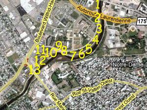 Phase III, rivière Saint-Charles et environs. Source: Google Map.