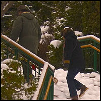 Un escalier en hiver