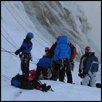 Escalade sur glace � la chute Montmorency (1): pr�paration